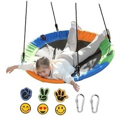 Saucer Tree Swing Seat for Kids 40 Inch Outdoor Round Tree Swing for Orange