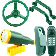 5 Pack Kids Playground Accessories Set Swingset Steering Wheel Plastic Telesc…