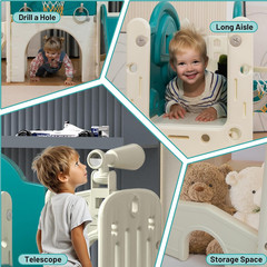 9-in-1 Toddler Slide & Climber Playset with Basketball, Ring Toss & Car House