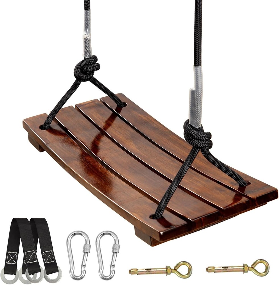 Wooden Swing Seat, Carbonized Hanging Wood Tree Swing 17.7 X 7.9 X 0.5 in for Ad