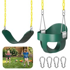 Toddler Swing Set, High Back Full Bucket Swing with Heavy Duty Swing Seat Com…