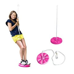 Heavy Duty Disc Tree Swing with Rope for Outdoor Play – Easy DIY Addition Pink