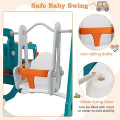 5-in-1 Toddler Slide Set w/ Basketball Hoop and Swing Baby Slide Playset Indoor