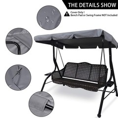 Patio Swing Chair Canopy Replacement,3 Seat Outdoor Porch Swing Seat Canopy C…