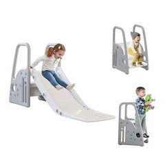 3 in 1 Toddler Large Play Climber Slide PlaySet with Extra Long Slipping Gray
