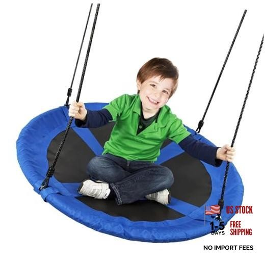 Saucer Tree Swing Inch 600lb Weight Capacity with 2pcs Hanging Straps, 40 Blue