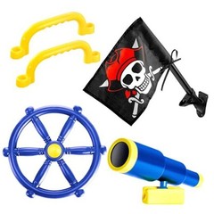 5 Pcs Playground Equipment Plastic Pirate Steering Wheel Pirate Telescope Blue