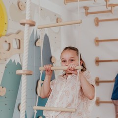 Kids Climbing Ropes Set Ceiling Mounted Swing Rings Ladder Indoor Play Gym
