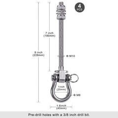 SELEWARE Heavy 7″ x M2/5″, 4 Pack Bearing Hangers (7″ X M2/5″ Threaded Rod)