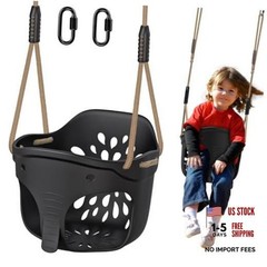 Heavy Duty High Back Full Bucket Toddler Swing Seat, Black Bucket Swing