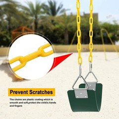 Swing Sets Seat W/ 66 Inch Anti-Rust Chains Thermoplastic Coated Support 250lb