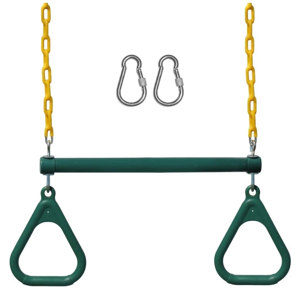 Jungle Gym Kingdom Trapeze Swing Bar with Heavy Duty Chain & Locking Carabiners