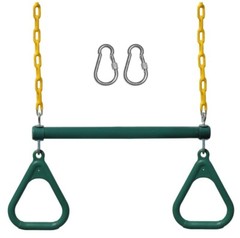 Jungle Gym Kingdom Trapeze Swing Bar with Heavy Duty Chain & Locking Carabiners