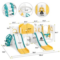 Kids 2 Slides & Swing Set Toddler Playset Playground Indoor Outdoor