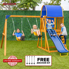 Wooden Swing Set Outdoor Slide Kids Backyard Playground Playset Playhouse AFrame