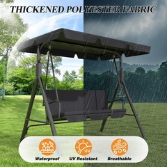 3-Seat Patio Swing Chair Outdoor Porch Swing with Adjustable Canopy