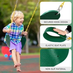 16″ Trapeze Swing Bar with Gym Ring & Toddler Swing, Swing Set 2 Green1