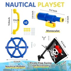 5 Pcs Playground Equipment Plastic Pirate Steering Wheel Pirate Telescope Blue
