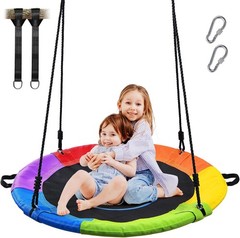 700lb 40″ Saucer Tree Swing Kids Adults Outdoor Textilene W/ 2pcs Tree Hanging