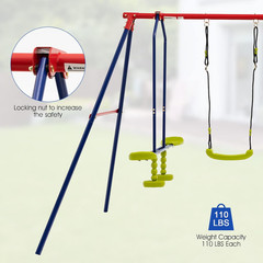 Swing Sets for Backyard, 7 in 1 Outdoor 660LBS A-Frame Heavy Duty Metal Swing St