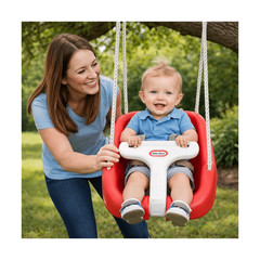 Little Tikes 2-in-1 Snug ‘n Secure Baby Toddler Swing High Back T-Bar Red