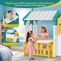 10IN1 Toddler Slide&Swing Playset with Playhouse Climb Playground Indoor Outdoor