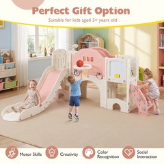 10 in 1 Toddler Slide Set w/Magnetic Whiteboard, Telescope Ring Toss for Ages 3+