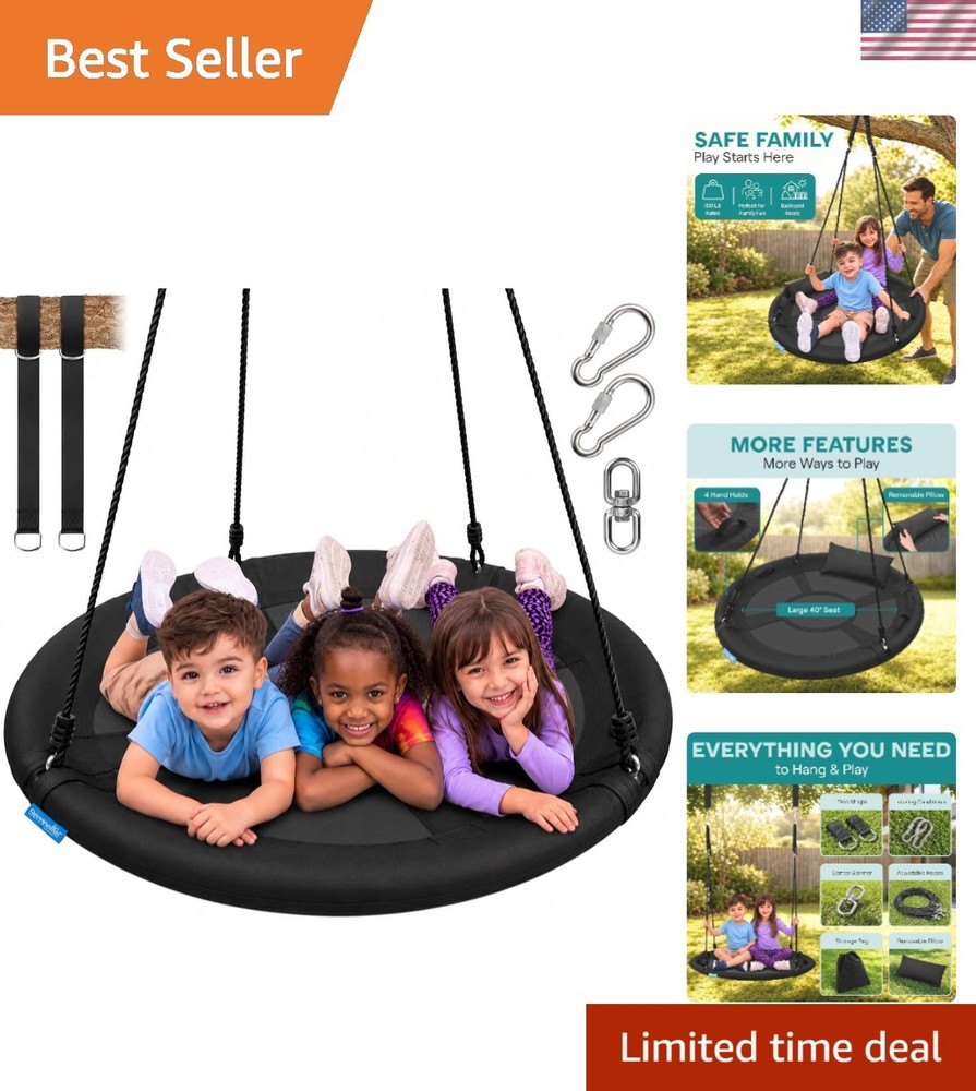 Saucer Swing with Tree Hang Kit, 40” Outdoor Tree Swing, 2 Adjustable Hanging…