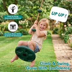 Tree Swing 330LB, Rope & Platform Set with Carabiner, Green