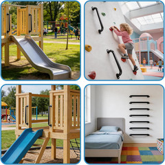6 Set Set 17″ Metal Playground Handles for Indoor & Outdoor | 1″Grab Bar & Monke
