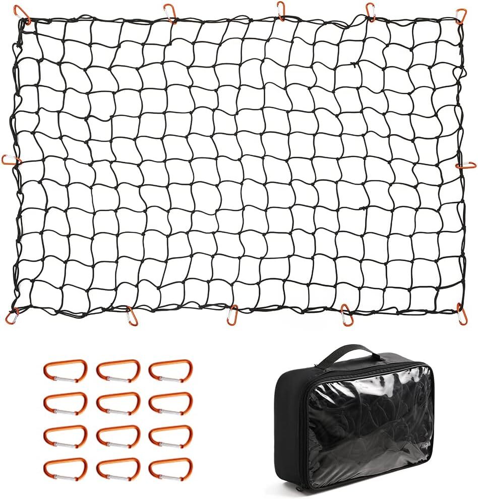 Bungee Cargo Net 4X6ft Truck Bed Net Stretches To 8X12ft For Pickup Tra