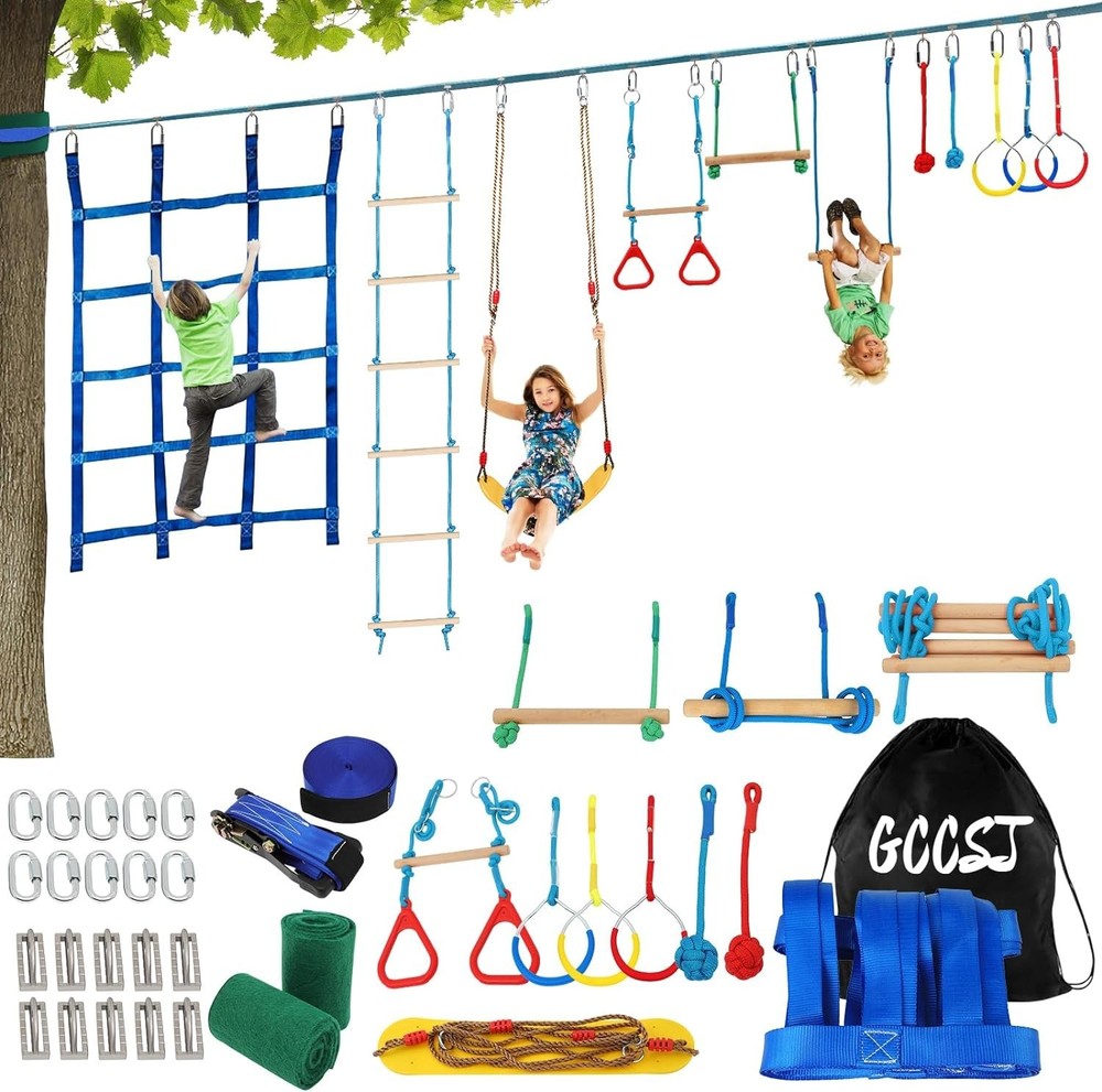 65ft Ninja Warrior Obstacle Course For Kids Fun Outdoor Games New