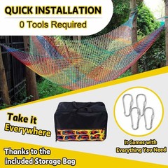 Rainbow Kids Climbing Net 3.3FT x 9.9FT – Safety Playground Mesh for Fun Play