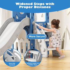 6-in-1 Toddler Slide and Climber Playset with Basketball Hoop and Telescope