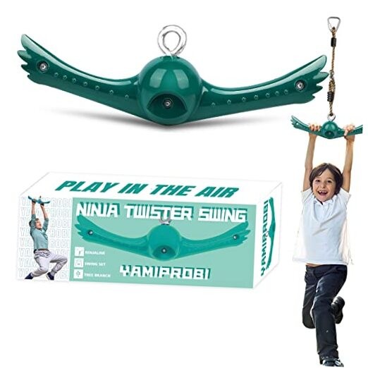 YAMIPROBI Swing Spins Set: 360° Handle Twist-Spin Flips Toy – Slackline Green