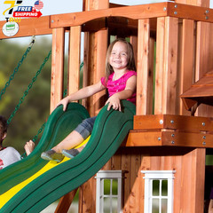 Tanglewood Cedar Wood Swing Set with Wave Slide Clubhouse Playhouse Coveree NEW