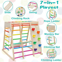 Rainbow 7-in-1 Pikler Indoor Playground Jungle Gym for Kids