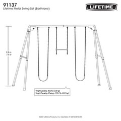 Lifetime 91137 9 Ft A-Frame Metal Swing Set Earthtone Kids Outdoor Playground