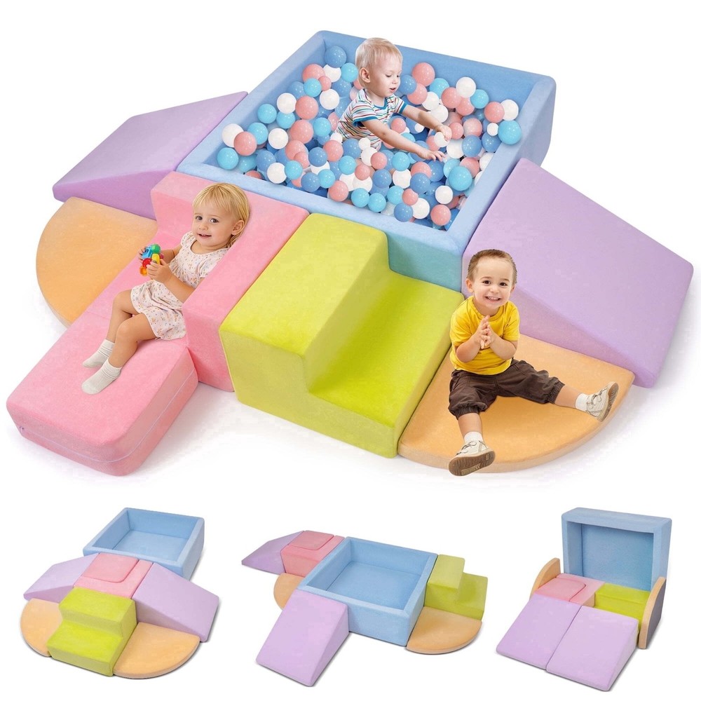 Yexmas 7Pc Soft Foam Climbing Toys Ball Pit Indoor Play Gym Set for Toddlers