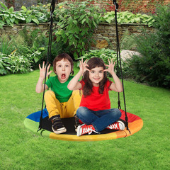 40 In. Multi-Color Flying Saucer Tree Web Swing Play Set Swing for Kids