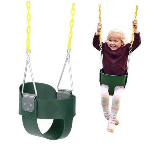 Heavy-Duty High Back Full Bucket Toddler Swing Seat | Coated Swing Green