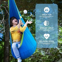 Kids Pod Swing Seat, Cotton Child Hammock Swing Chair, Sensory Swing for Indo…
