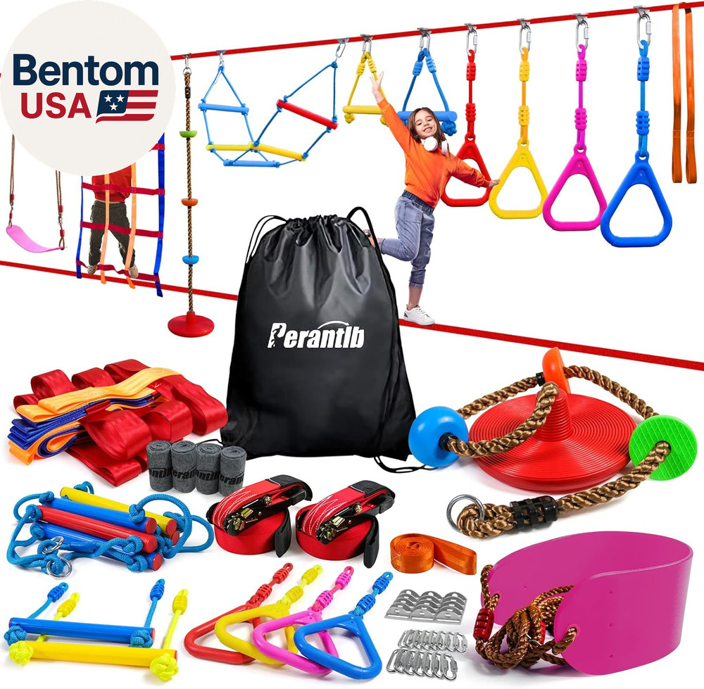 Ninja Warrior Obstacle Course for Kids-Playground Fitness Equipment Ninja Slackl