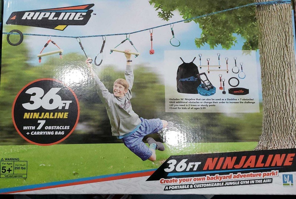 Ripline 36ft Ninjaline Portable Jungle Gym System With 7 Obstacles for Outdoor