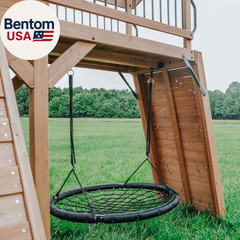 Sterling Point Cedar Wood Swing Set with Wave Slide, Raised Clubhouse, Wooden Br
