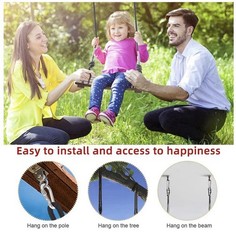 PELLOR Wood Tree Swing Seat, Indoor Outdoor Rope 17.7×7.9×0.6 inch, Chocolate