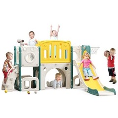 8 in 1 Toddler Slide Set, Kids Slide for Toddlers, Toddler Climber Slide Green