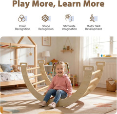 Large Pikler Triangle Set, 7-In-1 Toddler Climbing Toys Indoor, Wooden Montessor