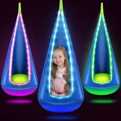 LED Light Up Kids Pod Swing Seat – Sensory Hammock Chair for Autistic Children,