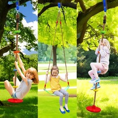 Tree Swing Climbing Rope 2 Pack Multicolor with Platforms Red Disc Swings Sea…